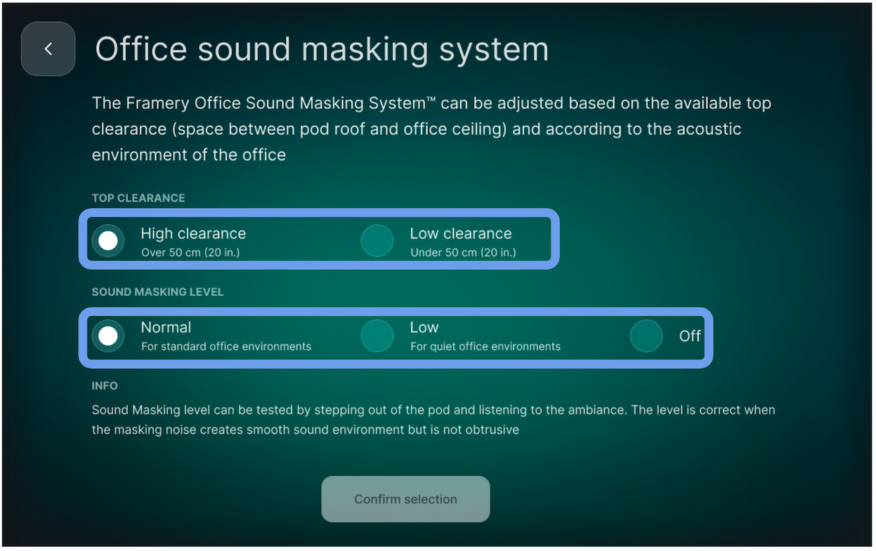 How to adjust Framery office sound masking system