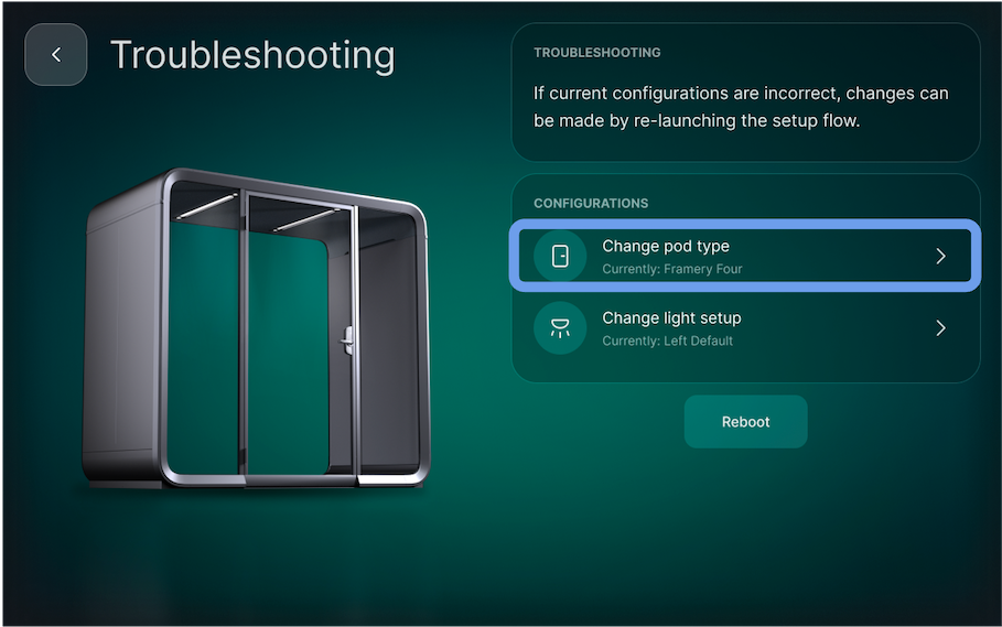 Pod Configurations - Pod type: Framery Smart Pod